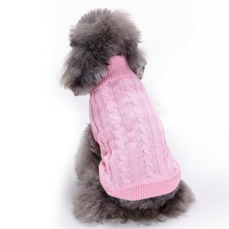 CHBORCHICEN Small Dog Sweaters Knitted Pet Cat Sweater Warm Dog Sweatshirt Dog Winter Clothes Kitten Puppy Sweater (Medium,Pink) Medium Pink