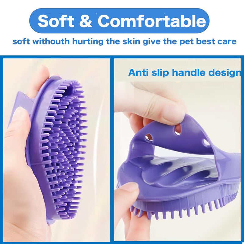 3PCS Dog Bath Brush, Dog Shampoo Brush Dog Scrubber for Bath, No Slipping Pet Shower Grooming Massaging Washing Brush with Adjustable Ring Handle for Short & Long Haired Dogs/Cats (Blue) Blue - PawsPlanet Australia