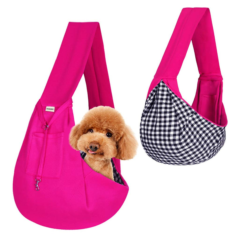 FDJASGY Small Pet Sling Carrier-Hands Free Reversible Pet Papoose Bag Tote Bag with a Pocket Safety Belt Dog Cat for Outdoor Travel (Rose Red) Rose Red - PawsPlanet Australia