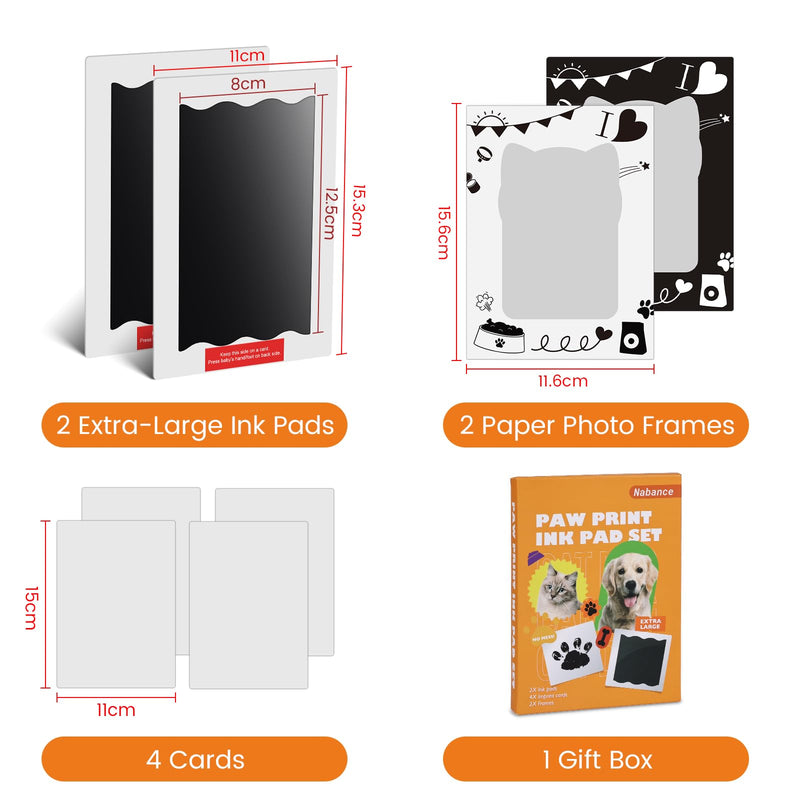 Nabance Paw Print Kit, Dog Nose Print Kit, 8 Pcs Baby Hand and Footprint Kit with Cute Pattern Photo Frames, No Mess Paw Print Stamp Pad for Dogs & Cats, Clean Touch Ink Pads, Family Keepsake Large 2 Pack Black - PawsPlanet Australia