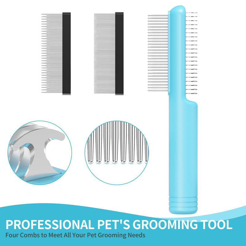 4 in-1 Pet Grooming Combo and Pet Hair Removal Soft Brush - Deshedding Dog Brush,Metal Comb for Cat and Dog,Dematting Comb,Matted Fur on Cats and Dogs - PawsPlanet Australia