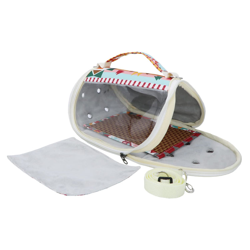 Wontee Small Pet Carrier Hamster Carrier Bag Portable Travel Carrier for Hamsters Mouse Baby Guinea Pig Hedgehog Sugar Glider Small Birds (M, Pink Ethnic) Pink Pattern - PawsPlanet Australia