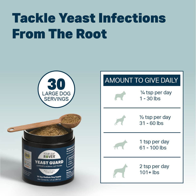 Yeast Guard - Dog Gut Health Probiotics Support Powder - Organic Herbs for Flora and Immune Support - 7 to 60 Day Supply, Depending on Dog’s Weight - Vet Formulated - for All Breeds - PawsPlanet Australia