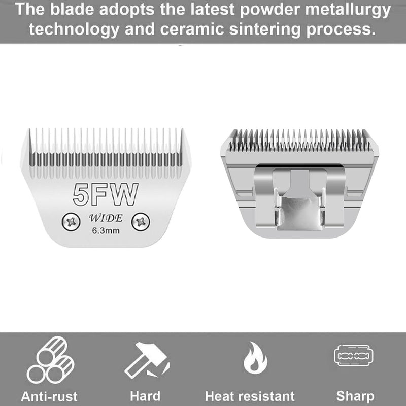Audoc Wide Blades for Dog Grooming Blades Compatible with Andis,Oster A5,Wahl km10 Dog Clippers Stainless Steel Blades Blades for Animal Dog,Cat,Horse, (#5FW(6.3mm)) #5FW(6.3mm)