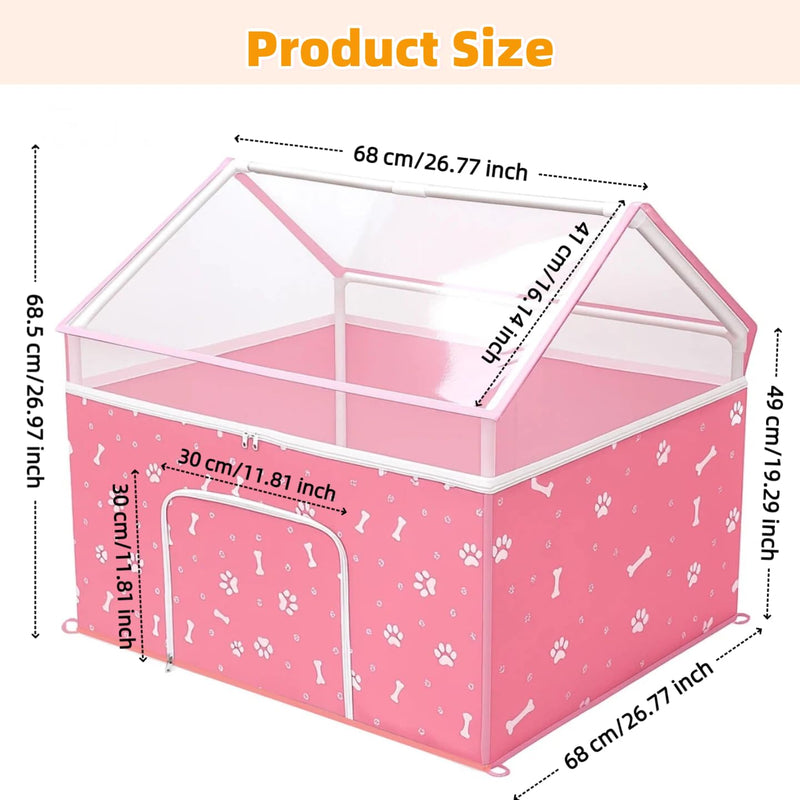 Cat Playpen, Puppy Playpen Small Dog Pet Crate Tent Cage Indoor & Outdoor, Cat House Enclosure Kennel Dogs/Cats/Rabbits/Hamster (Pink) Pink