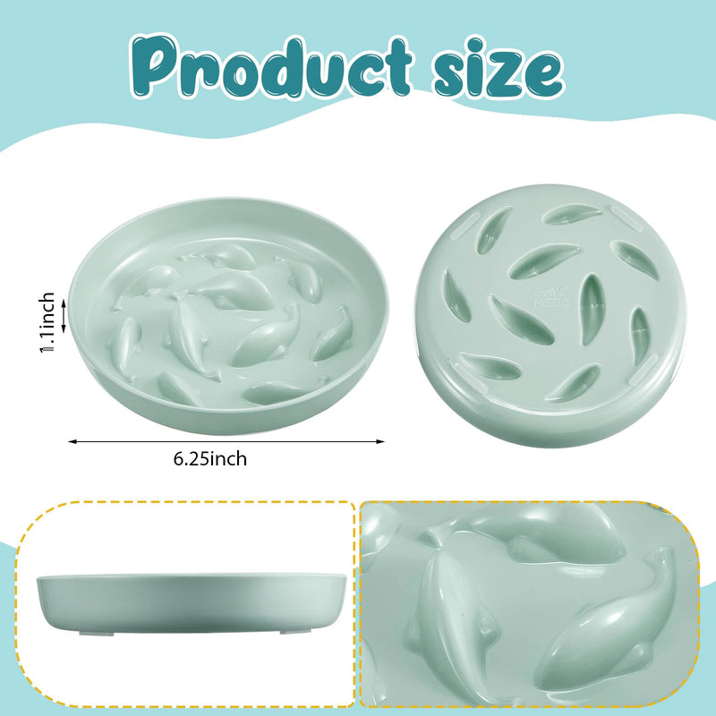 Cat Feeder, 2 Pcs Pet Slow Feeder Bowl, Fish Pool Design, Healthy Eating Diet, Interactive Cat Food Bowl, Dishwasher Safe, Melamine, Green White White, Green - PawsPlanet Australia