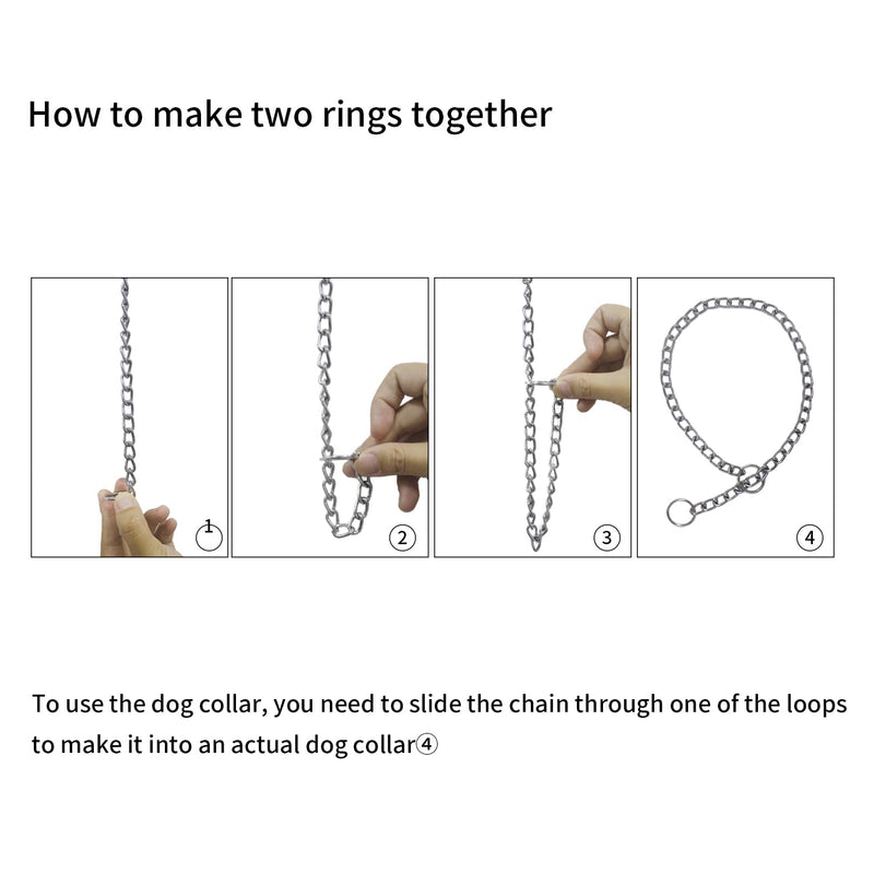 Silver Dog Chain Collars,Heavy Training Metal Dog Collar, Adjustable Slip Link Martingale Puppy Collars for XXS XS Small Medium Large Big XL Breed Dogs, XL Silver XL(Neck Max 22inch)D4mm - PawsPlanet Australia
