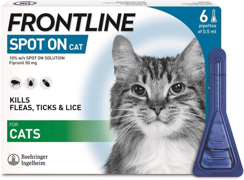 FRONTLINE Spot On Flea & Tick Treatment for Cats - 6 Pipettes, Flea And Tick Treatment For Cats - PawsPlanet Australia