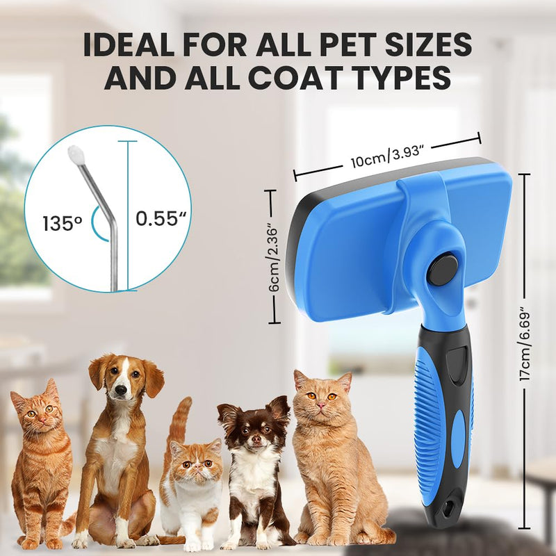 Self-Cleaning Pet Grooming Brush – Deshedding Tool - Removes Loose Fur- Easy One-Click Fur Removal - Hair Brush - Pet Hair Removal Tool - Cat brush - Dog brush for Shedding - Dog hair remover - Large - PawsPlanet Australia