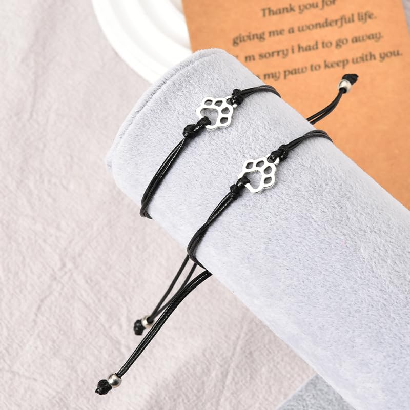 Memorial Gifts Bracelet for Pet Loss of Dog Sympathy Gift Paw Print Friendship Bracelets for 2 Remembrance Gifts for Cat Passing Away Gifts for Cat Lovers Bereavement Gifts for Dog Lover Memory Gifts - PawsPlanet Australia