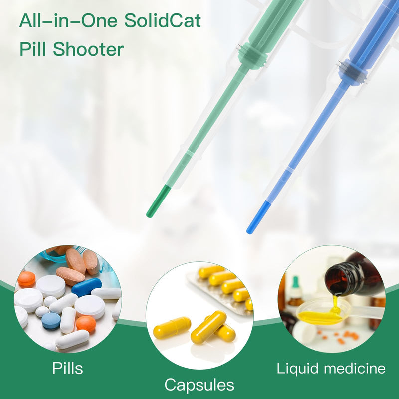 Pack of 2 Cat Pill Dispenser, Pill Dispenser for Cats, Medication Feeder Pet Pusher Shooter Pills Feeder Pet Medicine Syringe Dogs Pet Feeders for Cats Dogs Small Animal (Green) Green