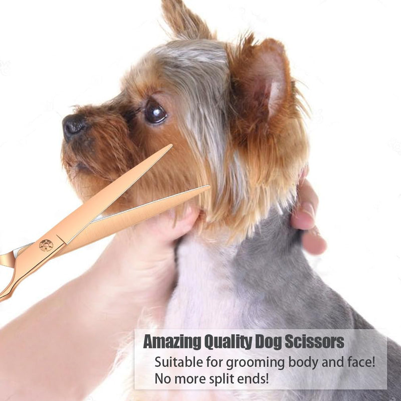 7.5" Dog Grooming Scissors Trimming Cutting Shears Professional for Dog Cat Pet Animal Grooming on Face and Paws Gold Bronze 7.5" Cutter - PawsPlanet Australia