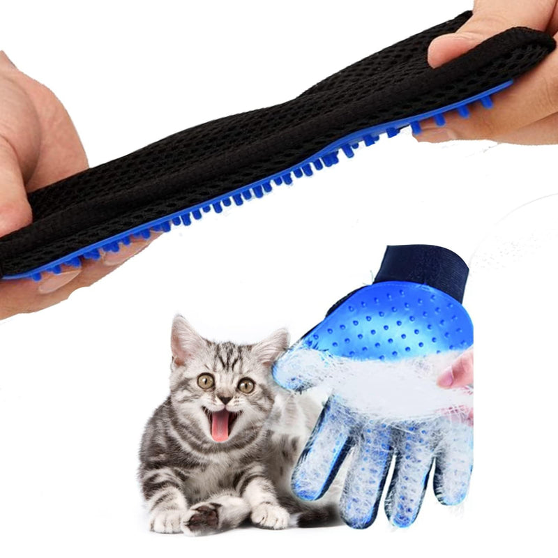 Pet Cleaning Brush Glove Pet grooming Massage gloves Perfect hair remover election commendable Brush Glove, a pair left and right hand, Blue - PawsPlanet Australia