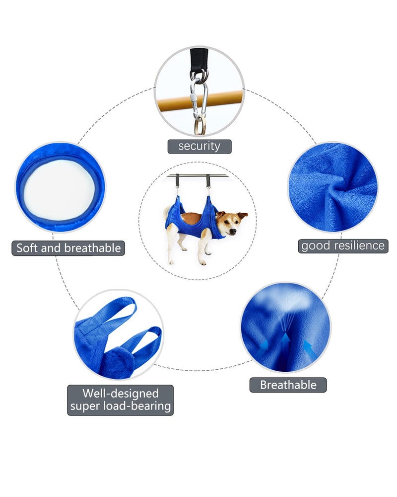 Dog Grooming Harness, Multifunctional Cats and Dogs Grooming Hammock, Pet Beauty Assistant, Nail Scissors/Nail Trimmer/Round Head Scissors (Medium, blue) Medium - PawsPlanet Australia