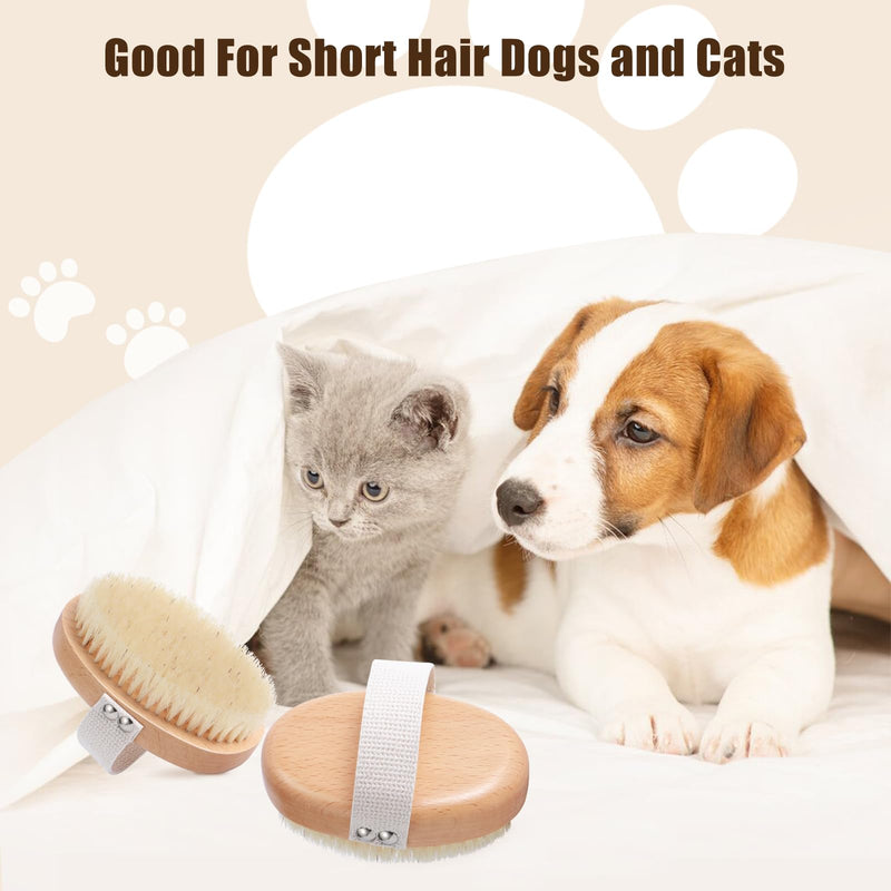 Soft Boar Bristle Pet Palm Brush for Short Haired Dogs and Cats with Band, Reduce Shedding, Ergonomic Dog Brush, Easy to Hold and Reduces Stress On Your Wrist | Ideal for Daily Grooming Wood - PawsPlanet Australia