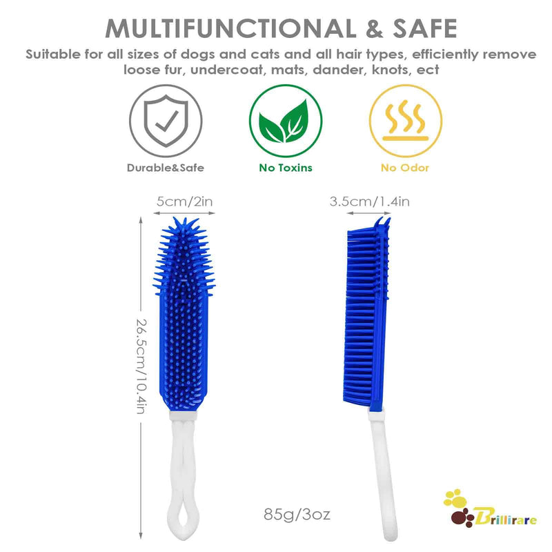 2 Pack Dog Grooming Bath Brush, Premium Soft Silicone Pet Brushes with Handle, Shampoo Soothing Comb for Wet Dry Long Short Haired Dogs & Cats Massaging, Deshedding Shower Scrubbing - PawsPlanet Australia