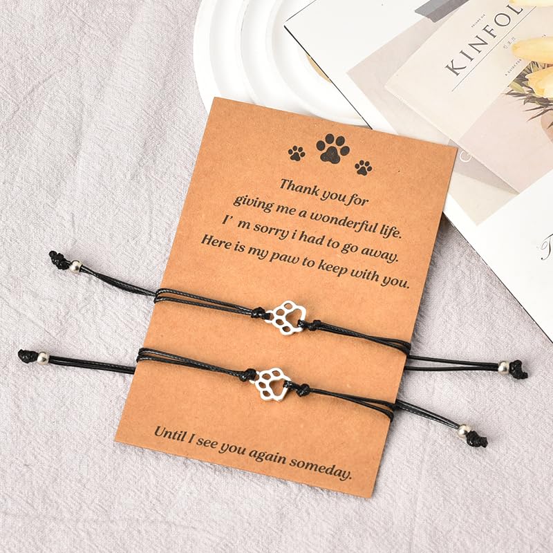 Memorial Gifts Bracelet for Pet Loss of Dog Sympathy Gift Paw Print Friendship Bracelets for 2 Remembrance Gifts for Cat Passing Away Gifts for Cat Lovers Bereavement Gifts for Dog Lover Memory Gifts - PawsPlanet Australia
