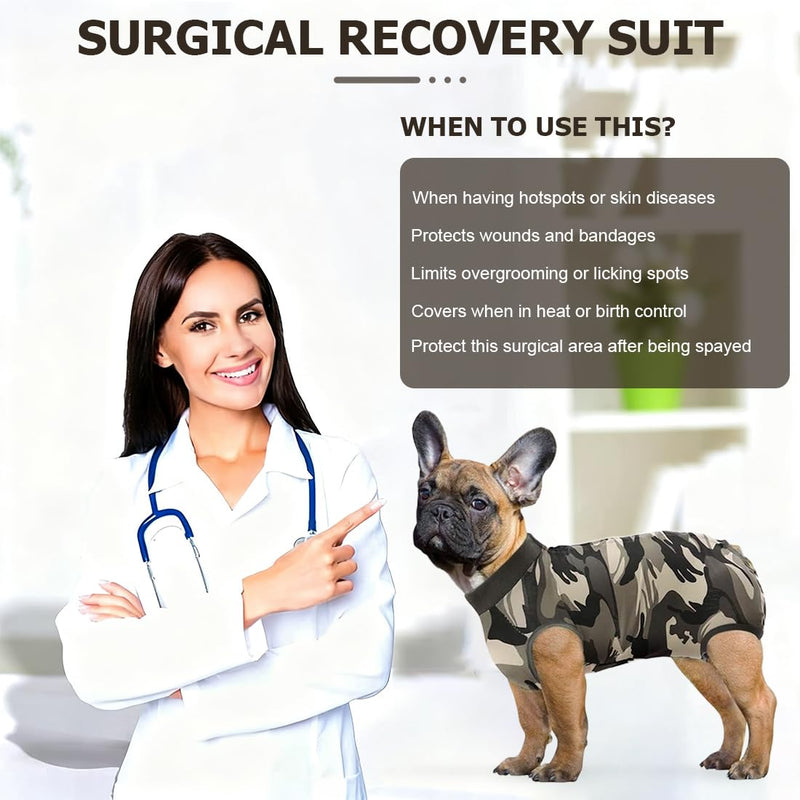 Body Dog After Surgery, Surgery Body Dog Castration Dog Body After, Wound Protection Professional Pet Recovery Suit, Dog Pajamas for Small Medium Dogs (Camouflage, M)