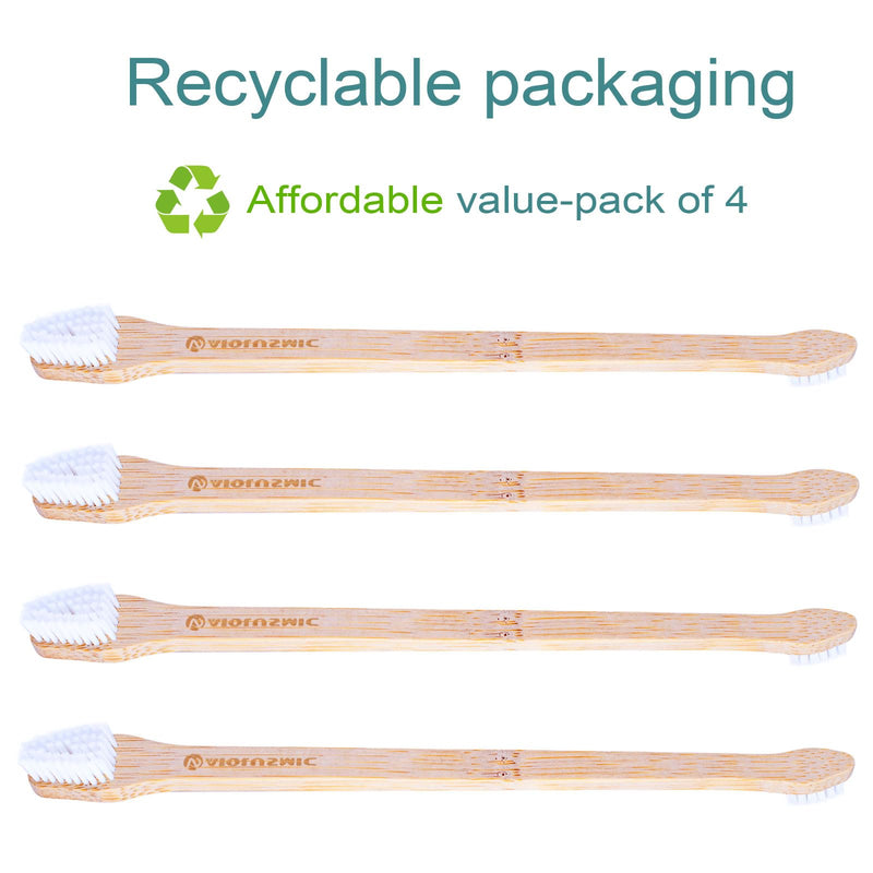 Bamboo Dog & Pet Toothbrushes, Two Sided Bamboo Toothbrush for Small and Large Dogs & Cats