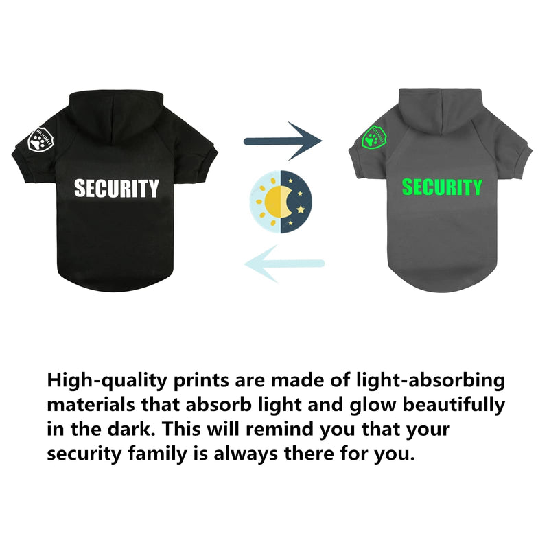 Dog Security Hoodie with Glow-in-The-Dark Prints DAJIDALI Dog Clothes Apparel Winter Sweatshirt Warm Sweater Jacket Coat Hoodie for Small Medium Large Dog Cat 31" Chest Black - PawsPlanet Australia