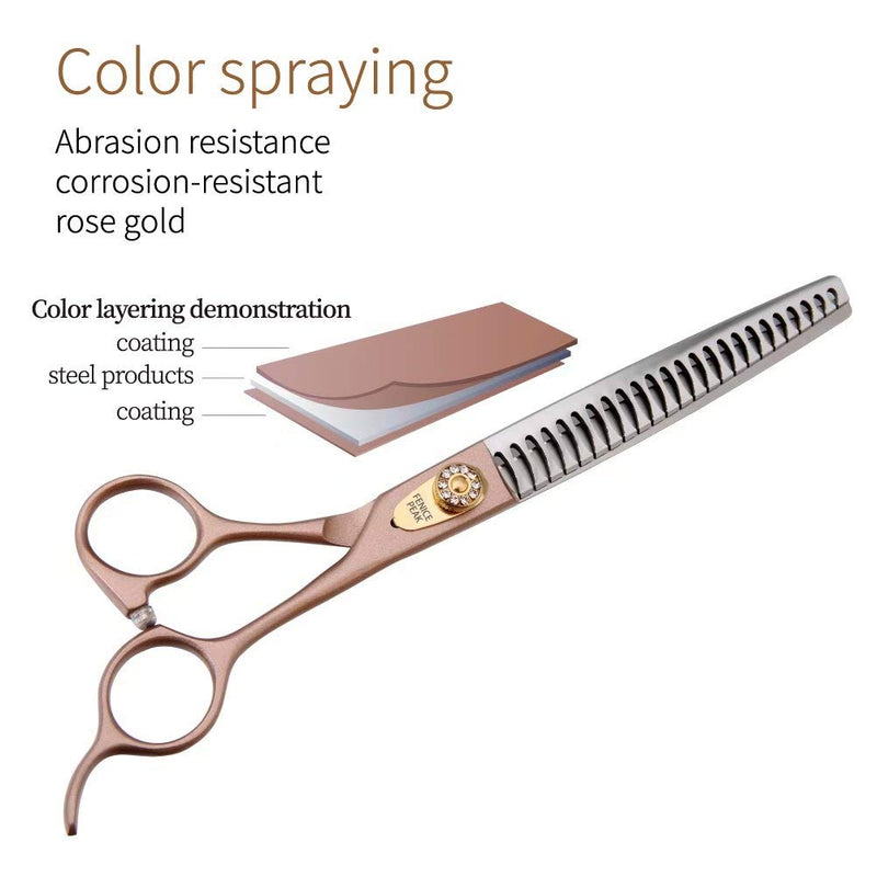 Fenice Peak Professional Pet Thinning Scissors Dog Grooming Scissors 440C Stainless Steel Thinning Shears for Dogs 18/24 Teeth Thinning Rate about 75% 7.0''