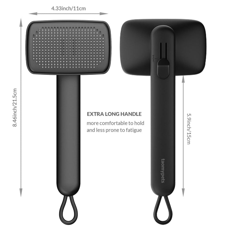 Self Cleaning Shedding Brush Grooming Tool for Long and Short Haired Dogs Cats Deshedding Hair Removal (Black) Black - PawsPlanet Australia
