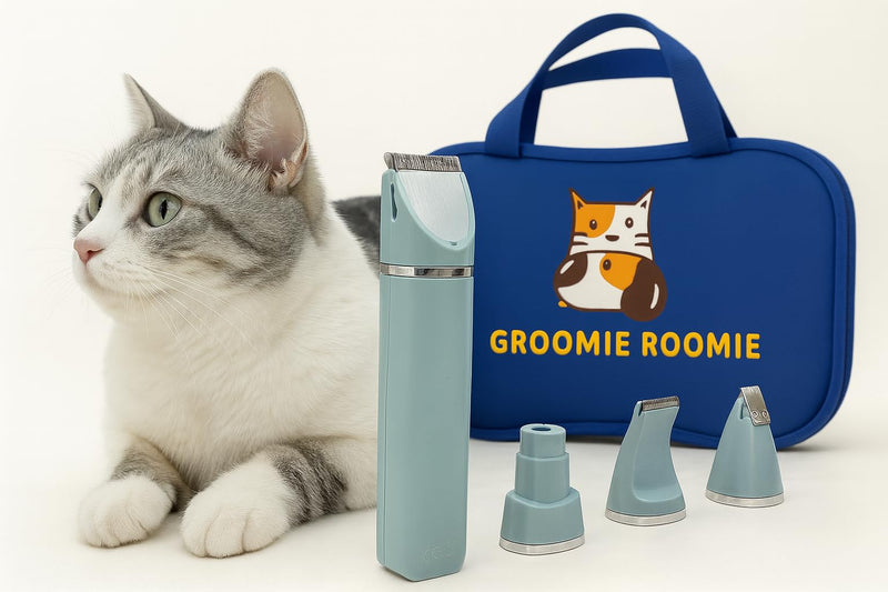 Deluxe 16-Piece Pet Grooming Kit with Carry Bag -Kit for Dogs & Cats – Quiet Clippers, Nail Grinder & Brushes