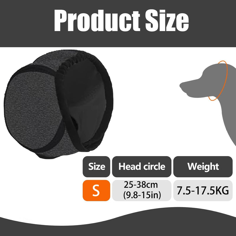 Dog Snood Swim Ear Protectors,Grey Comfort Dog Snood Ear Protector Waterproof Adjustable Dogs Ears Muffs Noise Protection for Anxiety Thunder Fireworks Bath Grooming for Small Medium Dogs(S)