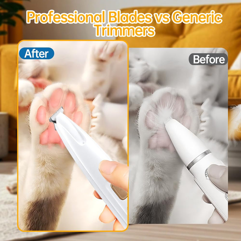 Dog Cat Clippers for Grooming - IPX4 Waterproof, Low Noise, Rechargeable Cordless Pet Clippers with Ceramic Blade & LED Light - Fur Trimmer Kit for Dogs Cats Paws Eyes Ears Face - PawsPlanet Australia