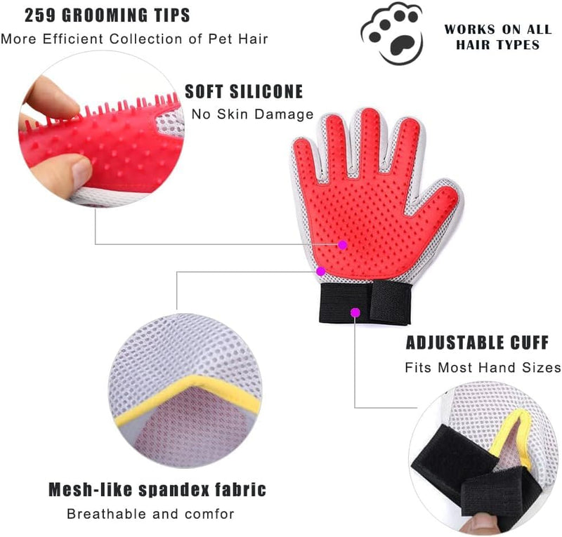 Marchul Upgrade Efficient Pet Hair Remover Gloves: Gentle Shedding Brushes for Dogs, Cats & Horses with Long and Short Hair, 1 Pair - PawsPlanet Australia