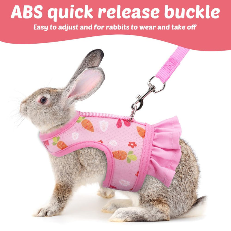 Rabbit Harness and Leash Set,Adjustable Breathable Mesh Ferret Harness Available All Seasons for Guinea Pigs Bunnies Chinchillas Hamsters Pink S - PawsPlanet Australia