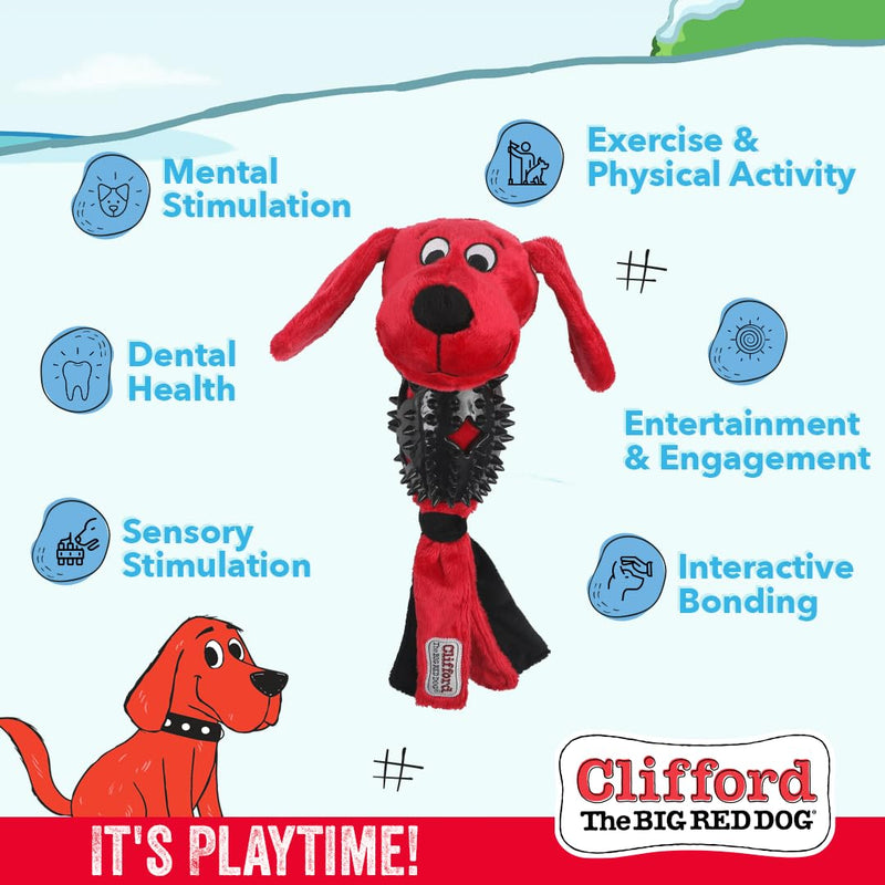 Clifford® Busy Body Ruff 'n Tough Dog Plush Toys for Medium/Large Dogs | 13.25" Plush Soft Dog Toys Rubber for Durable Play | Fetch, Comfort, Dental Health - PawsPlanet Australia