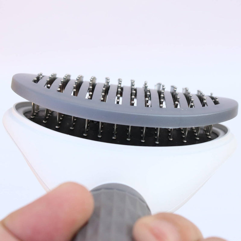 Self Cleaning Slicker Brush with massage particles, suitable for cats, dogs with long and short fur, Gray - PawsPlanet Australia