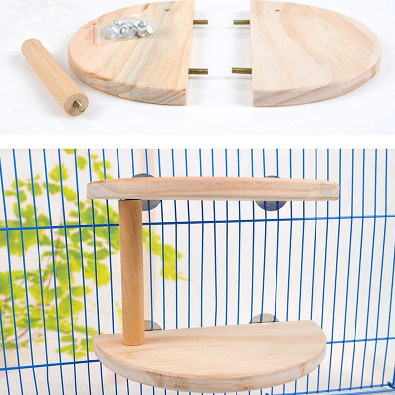 Hamiledyi Squirrel Gerbil Dwarf Wooden Platform, 2-Level of Natural Hamster Standing Platform Chinchilla Cage Accessories, Birds Perch Parrots Activity Playground - PawsPlanet Australia