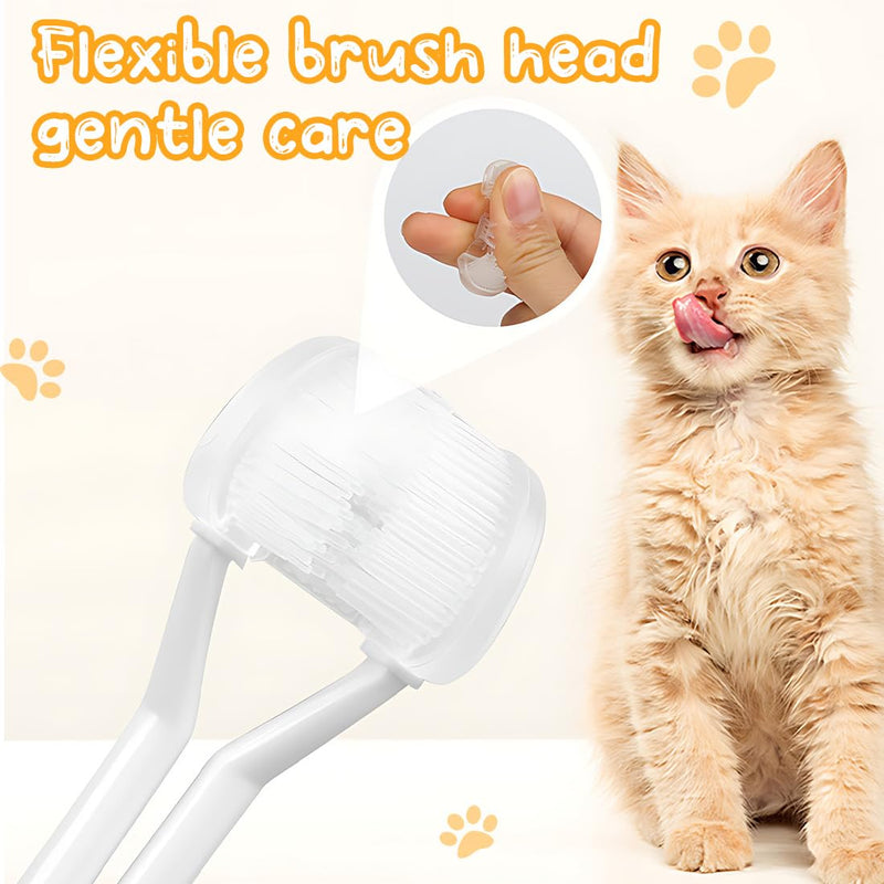 Pack of 2 Teeth Brushing Dog Toothbrush Cat Toothbrushes Dog Toothbrush for Pet Dental Care Triple Head Toothbrush for Easy Oral Care (Red and Yellow)