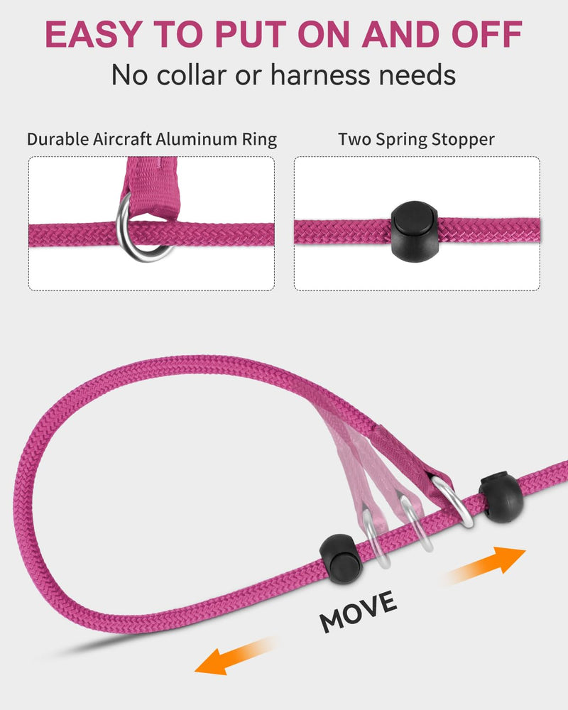 Joytale Tangle-Free Slip Leads for Dogs, 6 FT Slip Leash with Padded Double Handle, Reflective Nylon Training Leash for Small Medium Dogs 15-40 Lbs, Hot Pink 6 Feet(15-40lbs) - PawsPlanet Australia