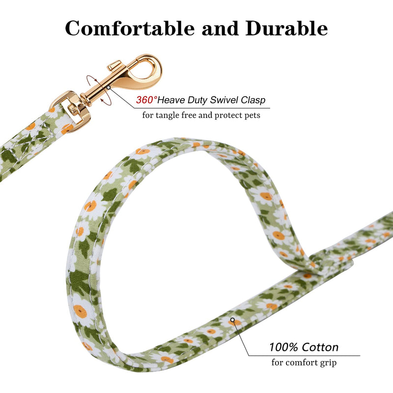 CHEDE No Pull Floral Pattern Dog Harness- Lightweight and Soft, Adjustable Small Dog Harness and Leash Set, with Dog Leash, Suitable for Puppy Small and Medium-Sized Dog (M, Green Daisy) - PawsPlanet Australia