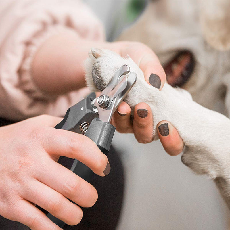 Pet Nail Clippers and Trimmers Set Safety Guard to Avoid Over Cutting Razor Sharp Blades Grooming Tool for All Small Large Dog Cat (Grey) Grey - PawsPlanet Australia