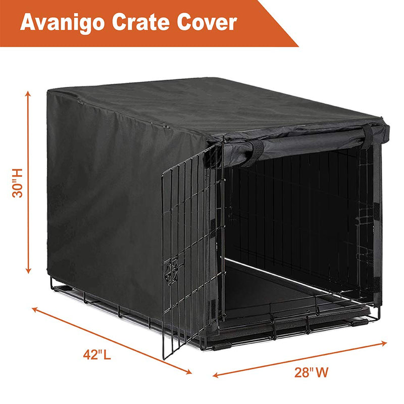 Black Dog Crate Cover for 24 36 42 48 Inches Metal Crates Wire Dog Cage,Pet Indoor/Outdoor Durable Waterproof Pet Kennel Covers(42 inch) 42-INCH