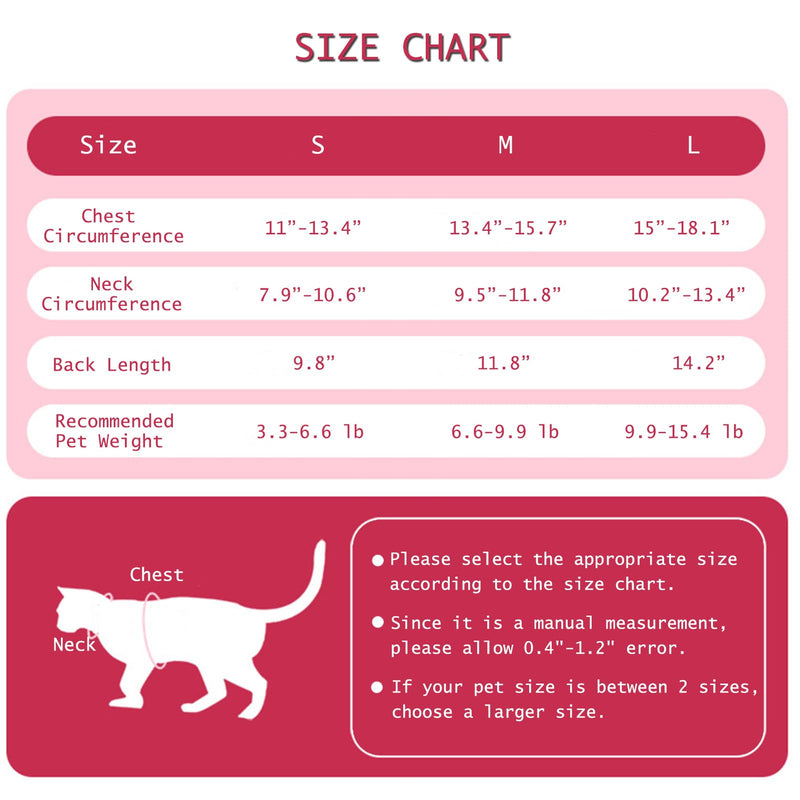 BAMY Cooling Cat Recovery Suit Adjustable Kitty Sterilization Costume Summer Pet Surgery Wear Weaning Clothes Anti-Licking (Pink, L) Pink