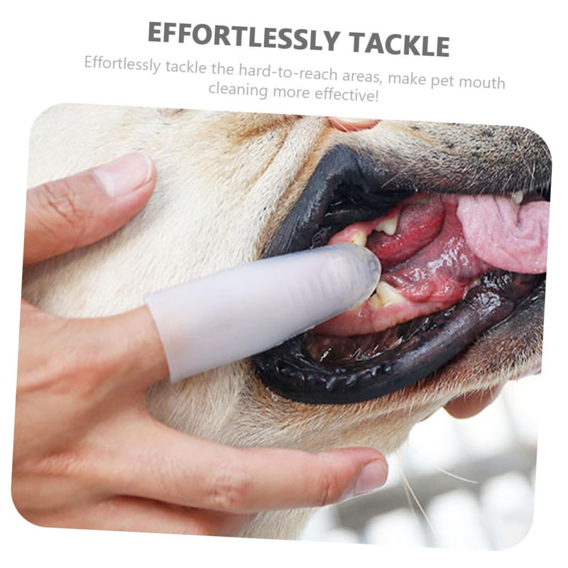 TOYANDONA Dog Toothbrush and Finger Protection Toothbrush Made of Food-Grade Silicone Transparent White Compact and Lightweight for Puppies Dogs and Cats for Oral Care