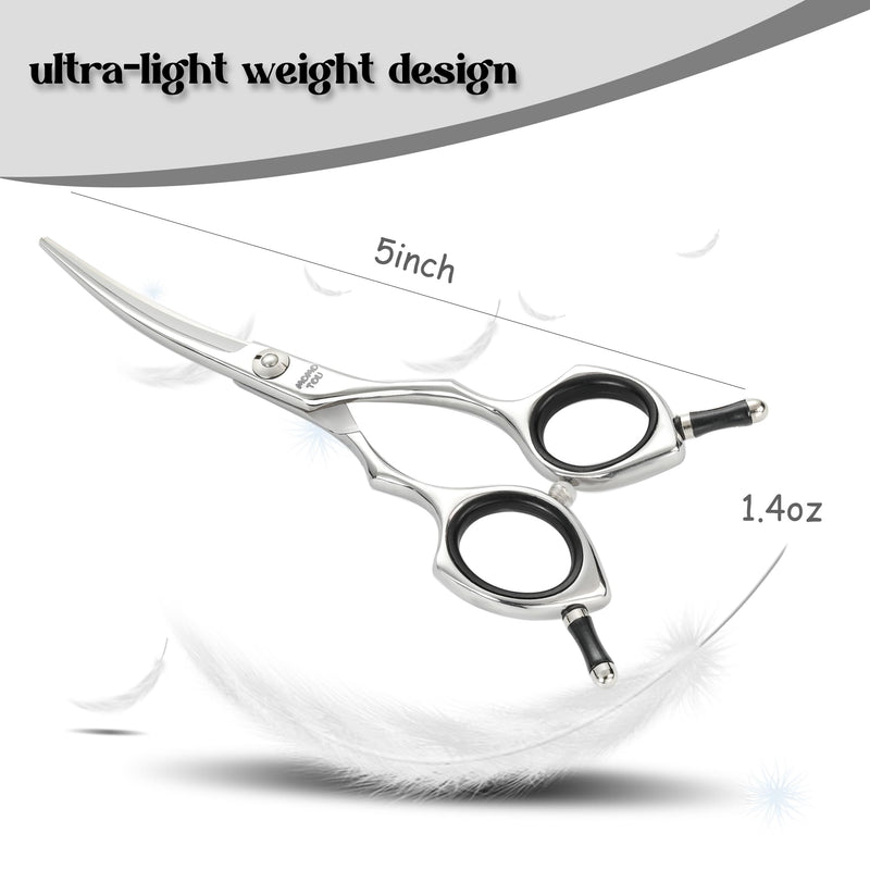 Dog Grooming Scissors 5'' Small Curved Pet Shears Super Light Professional 440C Stainless Steel Pet Shears for Trimming Face and Paws Nose Ear Easy Use. - PawsPlanet Australia