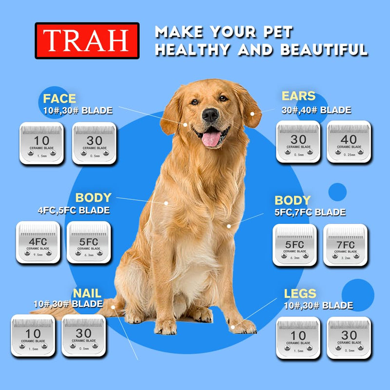 TRAH 3-3/4FC Blade Dog Grooming Clipper Replacement Blades Compatible with Andis Dog Clippers,Most A5, Wahl KM Series Clippers,Detachable Ceramic Blade,Size-3-3/4FC, 1/2-Inch Cut Length (13mm) Silver 3-3/4FC 13mm - PawsPlanet Australia