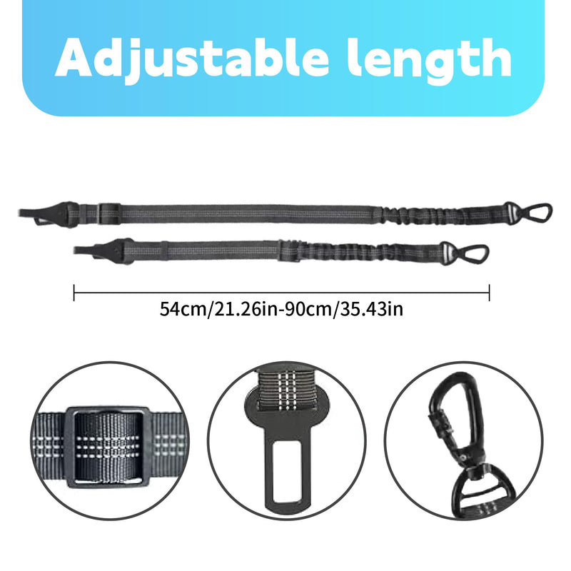 Dog seat Belt for car,2Pack 3-in-1 car Harness for Dogs Safety seat Belt Bungee,Dogs Seats Belt stether with Buckle&Hook Latch,Adjustable Reflective Dog seat Belts with 360° Lockable Buckle(Black) - PawsPlanet Australia