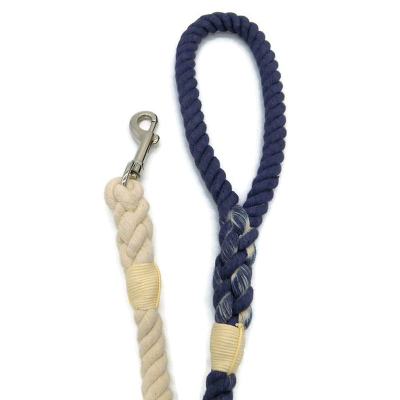 Sier 5ft Ombre Rope Dog Leash Braided Cotton Heavy Duty Strong Durable Multi-Colored (Steel Grey) - PawsPlanet Australia