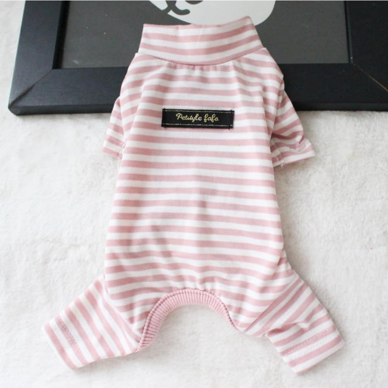 Hdwk&Hped Soft Cotton Dog Pajamas for All Seasons, Striped Solid Pet Bottoming Jumpsuit for Small Dog Cat Puppy 3 Styles (Striped Style - 3-Pack, #5) Striped style - 3-pack - PawsPlanet Australia