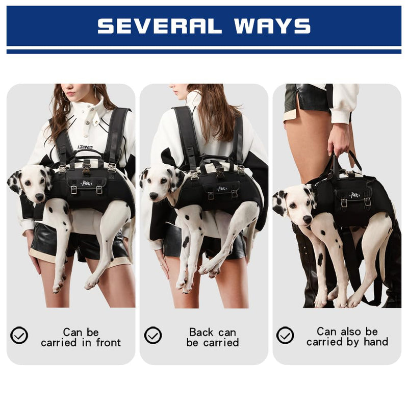 FCT Dog Backpack Carrier - Spine-Friendly for Small to Midium Dogs (8-18 lbs), Horizontal Design Dog Carrier with Adjustable Back Straps,Legs-Out Comfort for Travel/Hiking/Cycling (Black, Size M) Medium - PawsPlanet Australia