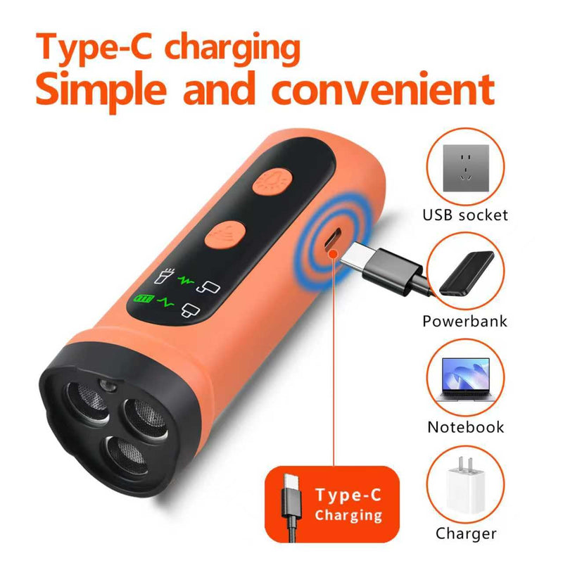 Barking Deterrent Device Safe Ultrasonic Trainers LED Flashligt Adjustable Portable & Rechargeable 3X Ultrasonic Bark Deterrent Device for Indoor&Outdoor Sonic Bark Deterrents Upgrads (Orange) orange - PawsPlanet Australia