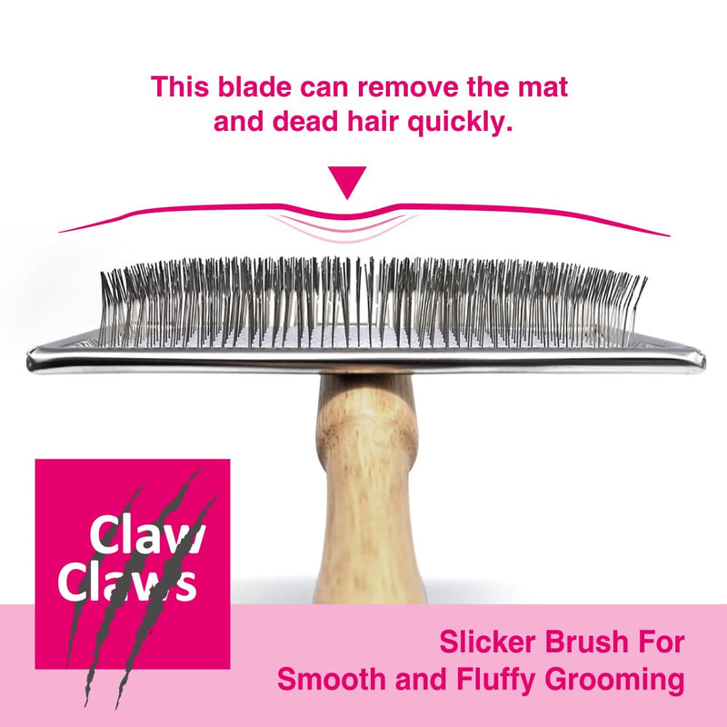 Pet Slicker Brush for Large Dogs, Wooden Handle, Gently Remove Tangled and Mats Hair, Pet Grooming Brush Tool, Sheepskin Wool Carders (3.85") 3.85" - PawsPlanet Australia