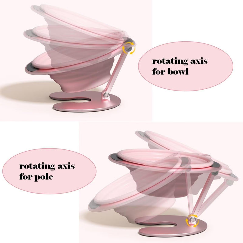 Collapsible Elevated Cat Dog Food Bowl, Portable Raised Pet Food Water Dish, Adjustable Tilted Food Feeder for Indoor Outdoor Cats Dogs, Whisker Friendly Cat Feeding Watering Dish for Travelling pink